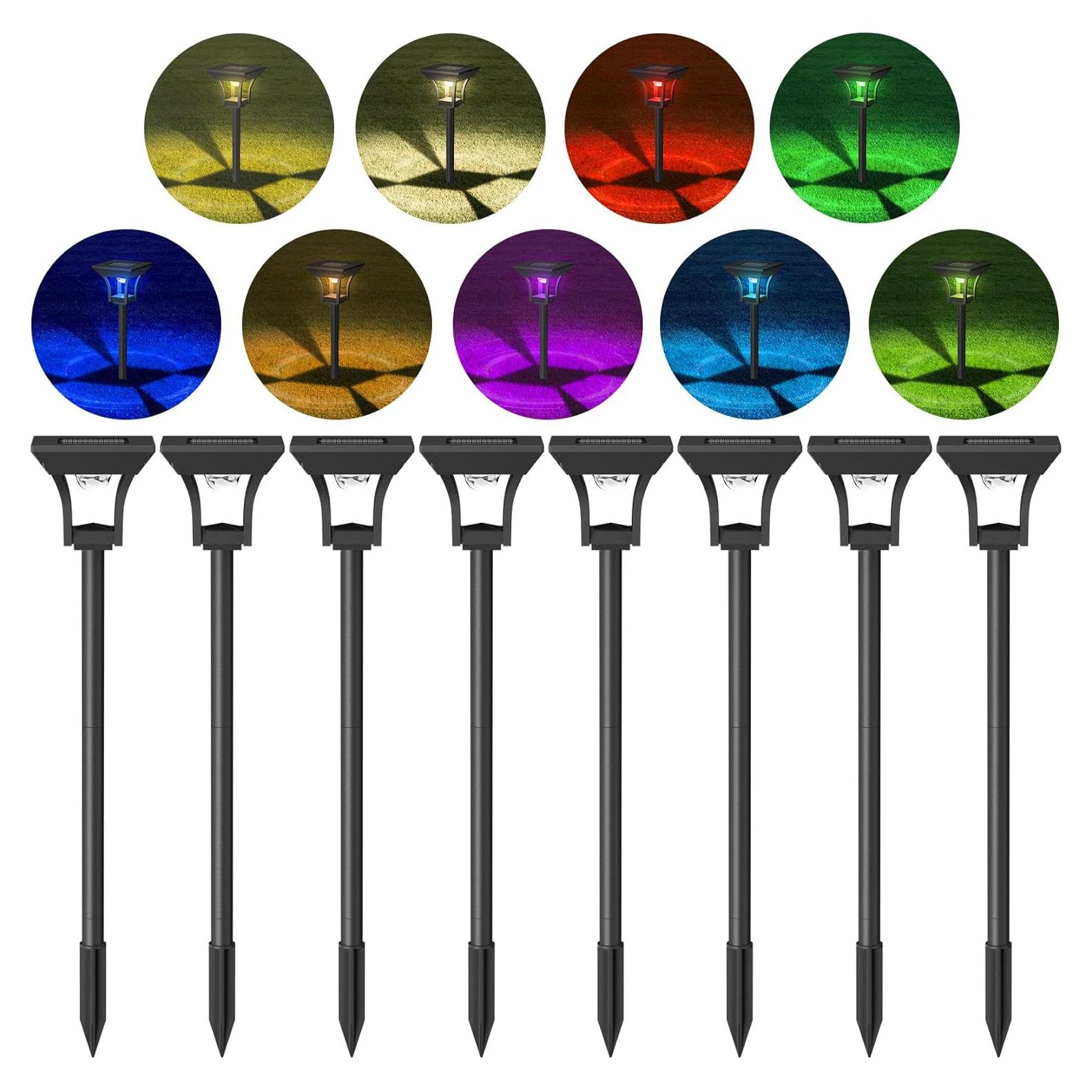 CINOTON 8 Luces de Camino Solares RGB+CW IP65 para Jardín