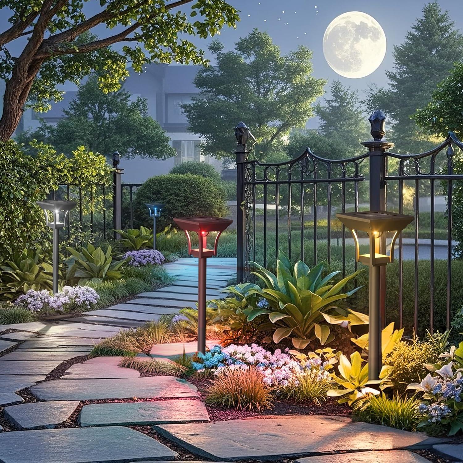 CINOTON 8 Luces de Camino Solares RGB+CW IP65 para Jardín