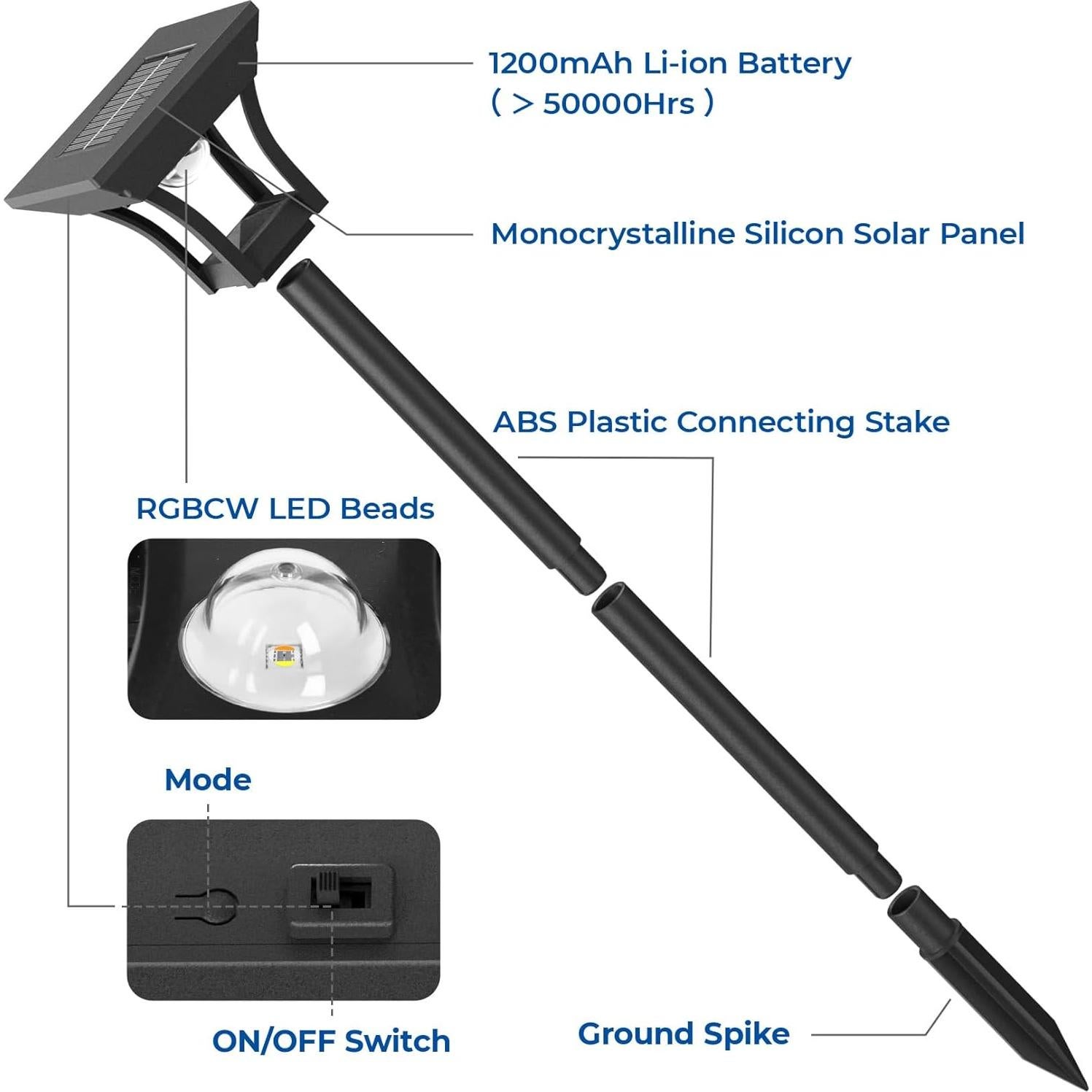 CINOTON 8 Luces de Camino Solares RGB+CW IP65 para Jardín