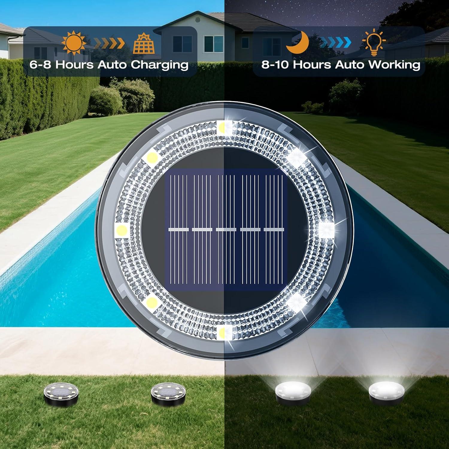 Luces Solares de Suelo Vighep, Paquete de 12, LED Impermeables