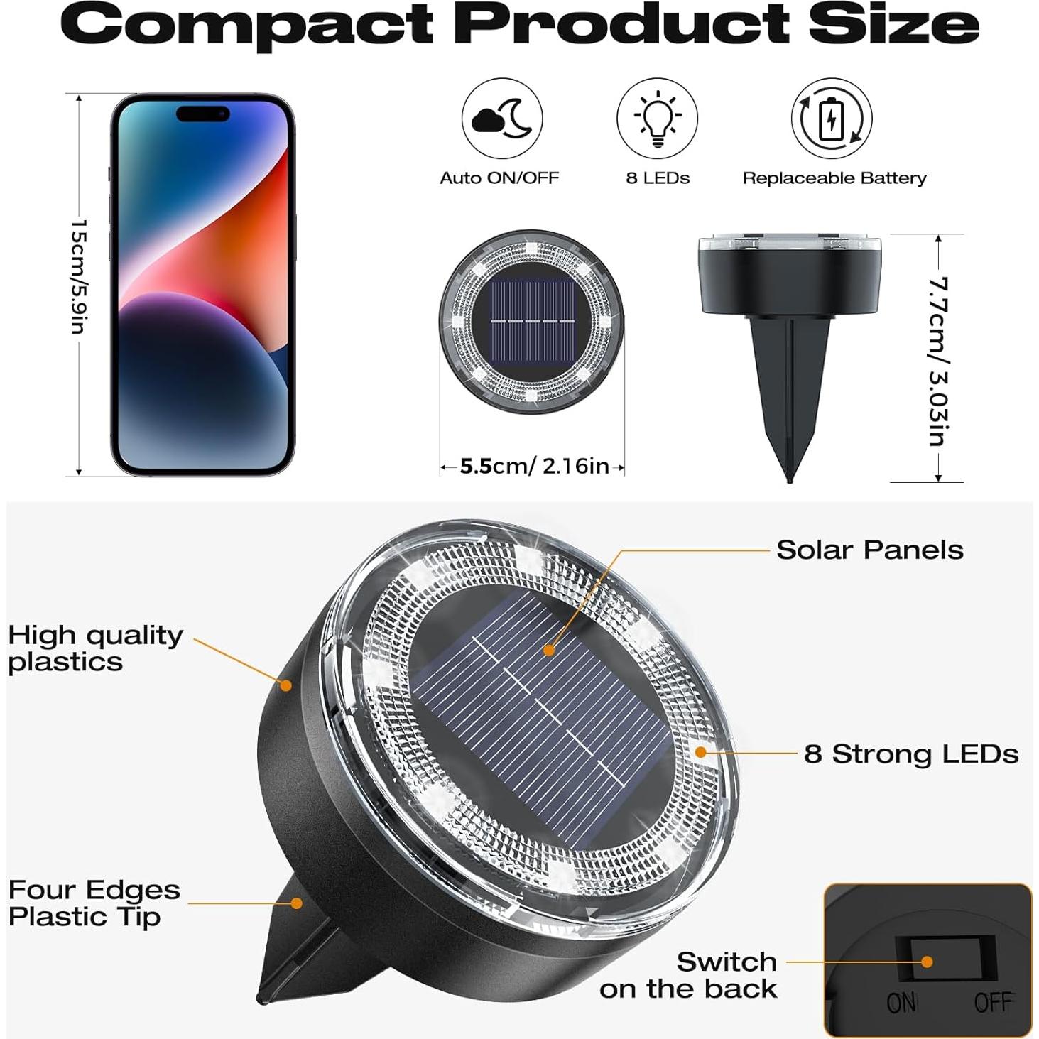 Luces Solares de Suelo Vighep, Paquete de 12, LED Impermeables