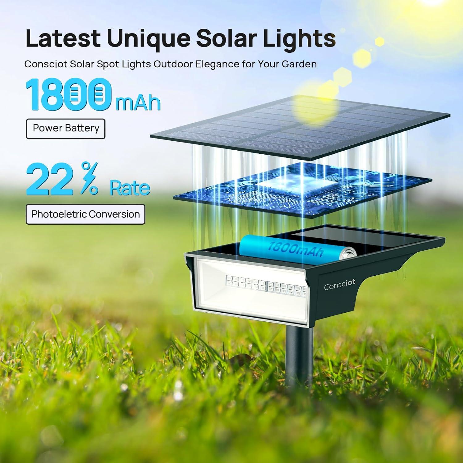 Luces Solares de Jardín Consciot, Paquete de 4, Multicolor IP65