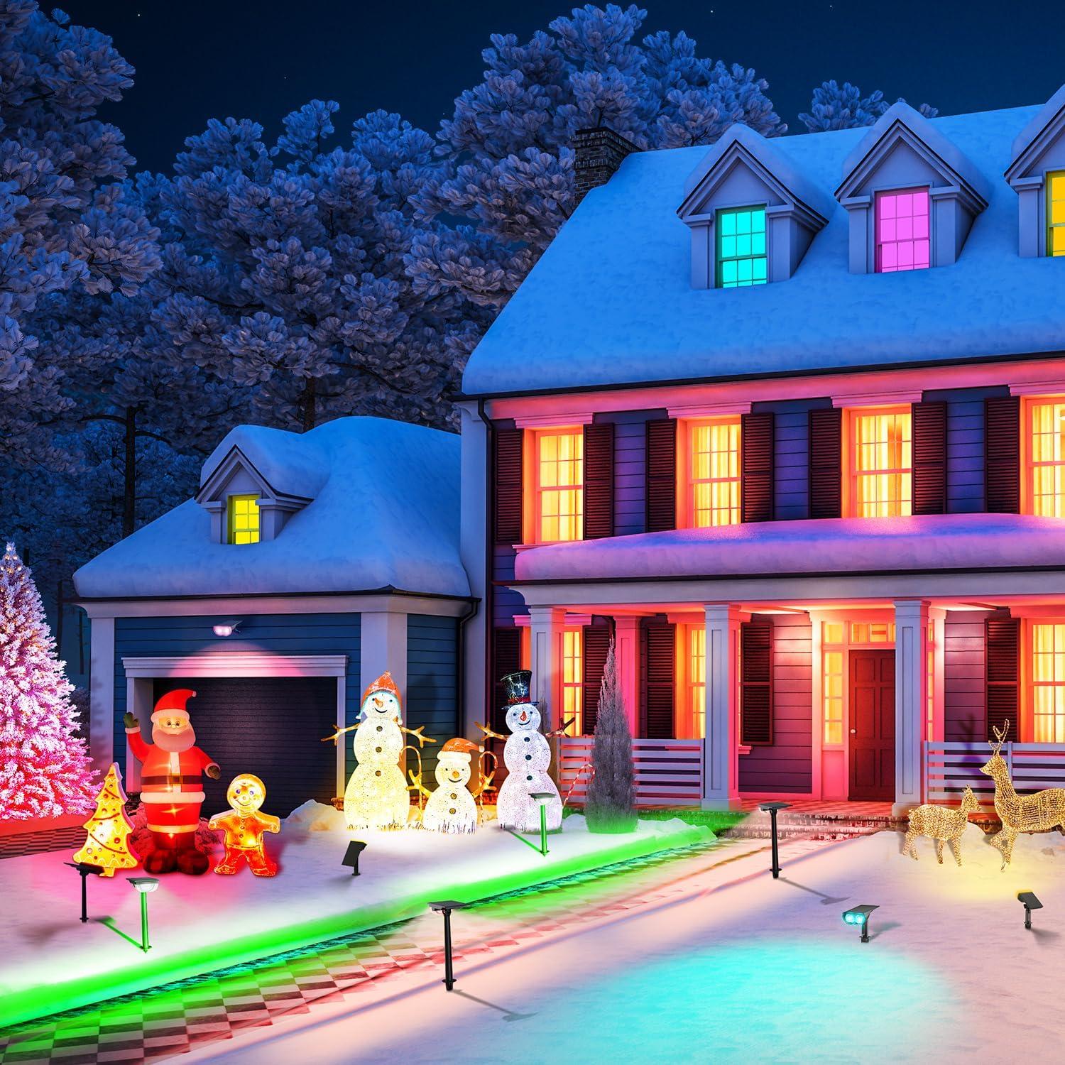 Luces Solares de Jardín Consciot, Paquete de 4, Multicolor IP65