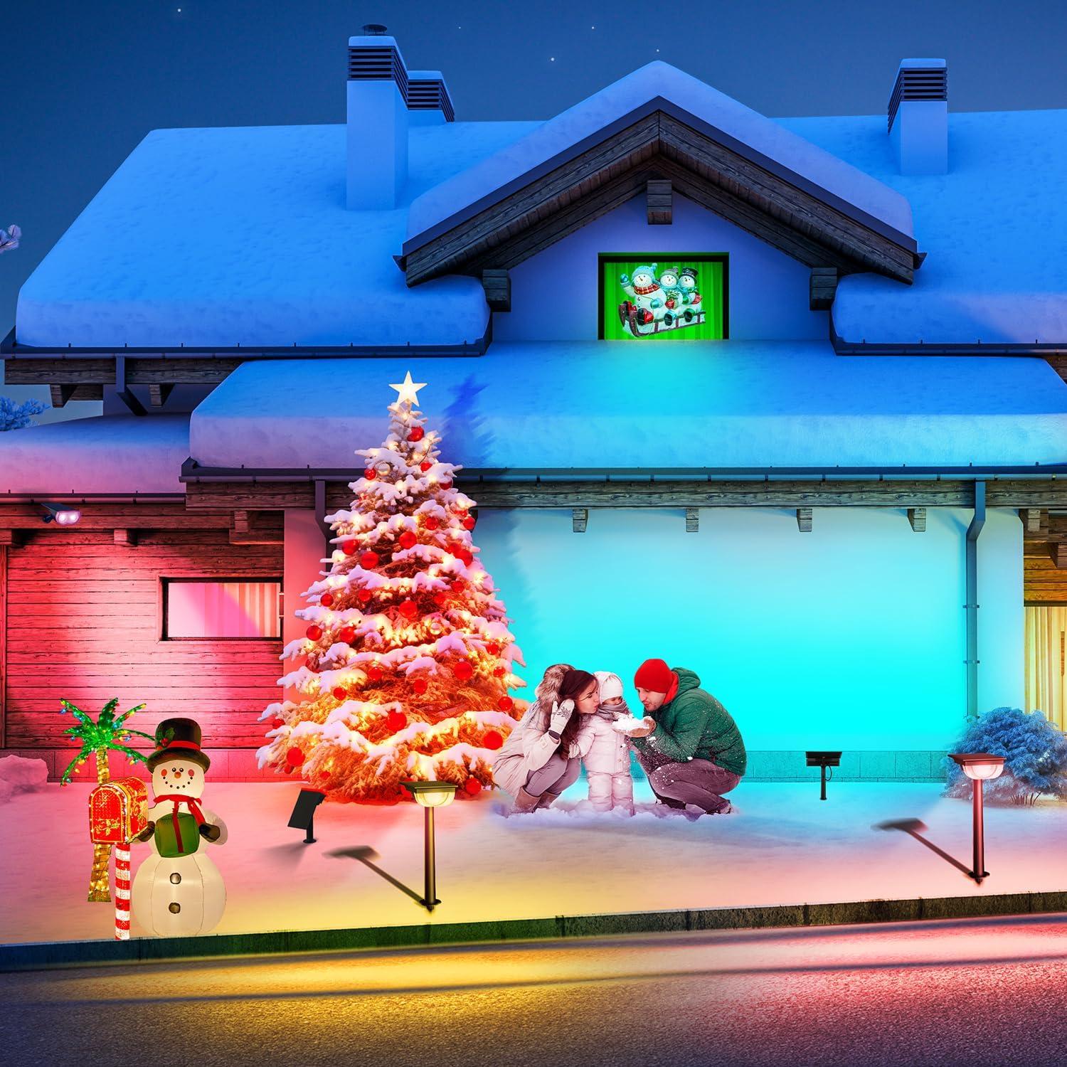 Luces Solares de Jardín Consciot, Paquete de 4, Multicolor IP65