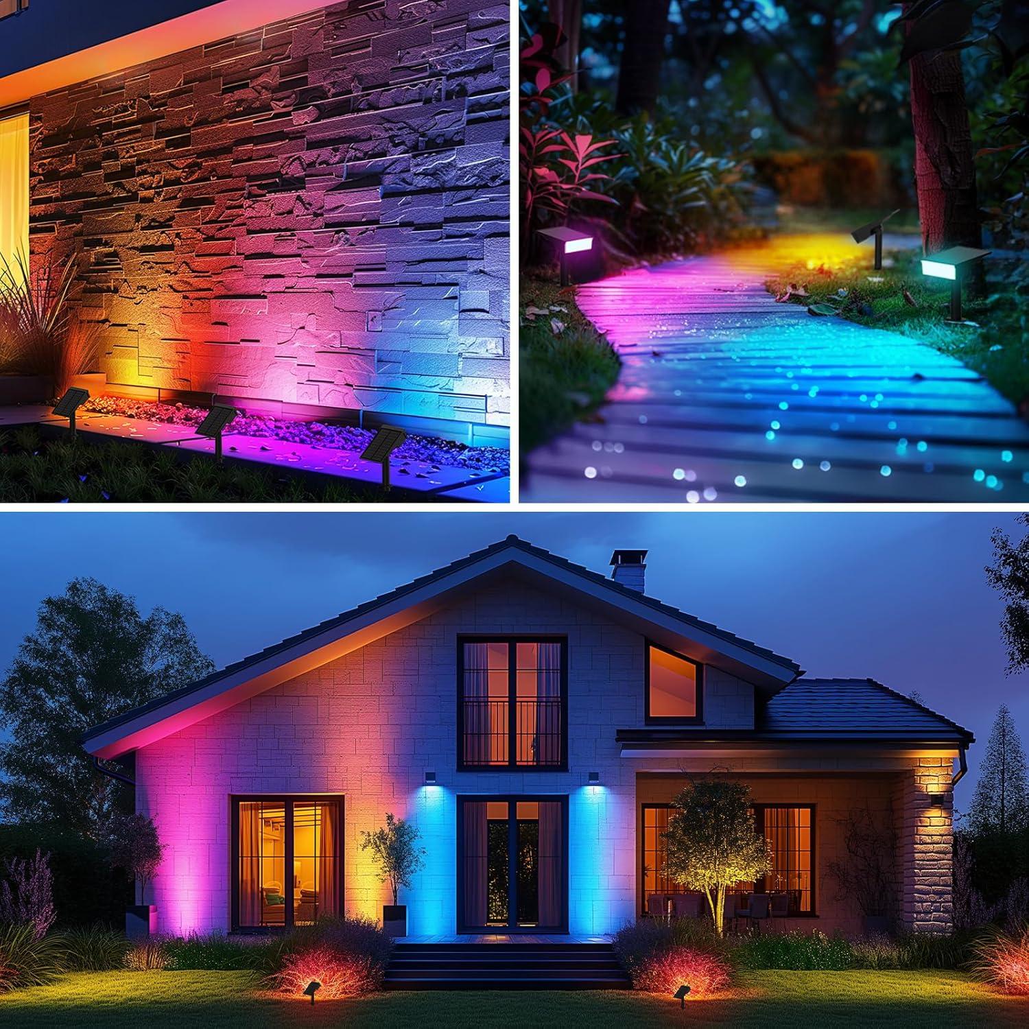 Luces Solares de Jardín Consciot, Paquete de 4, Multicolor IP65