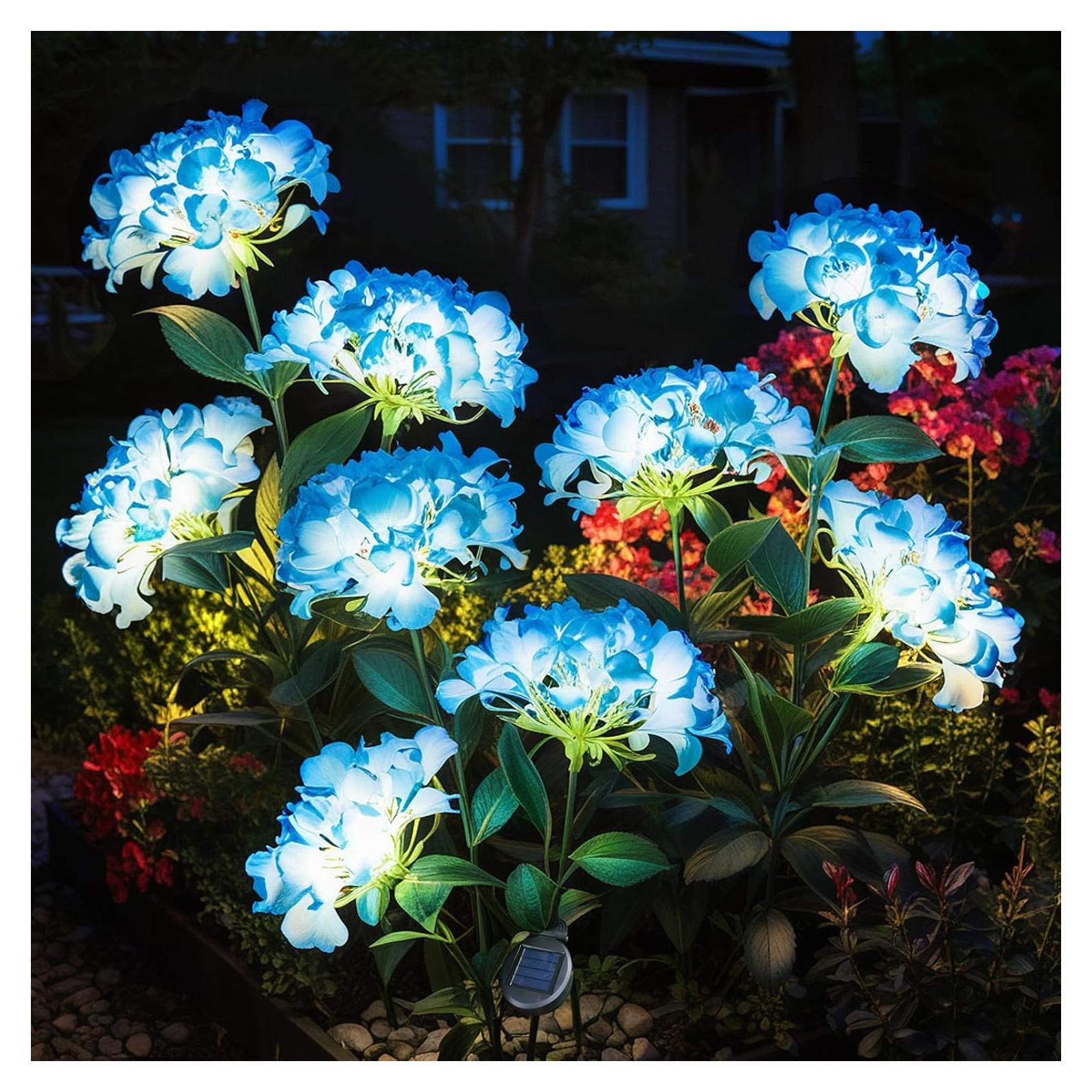 Luces de Jardín Solar LED YAODEMA Flor Artificial Azul - 2 Unidades