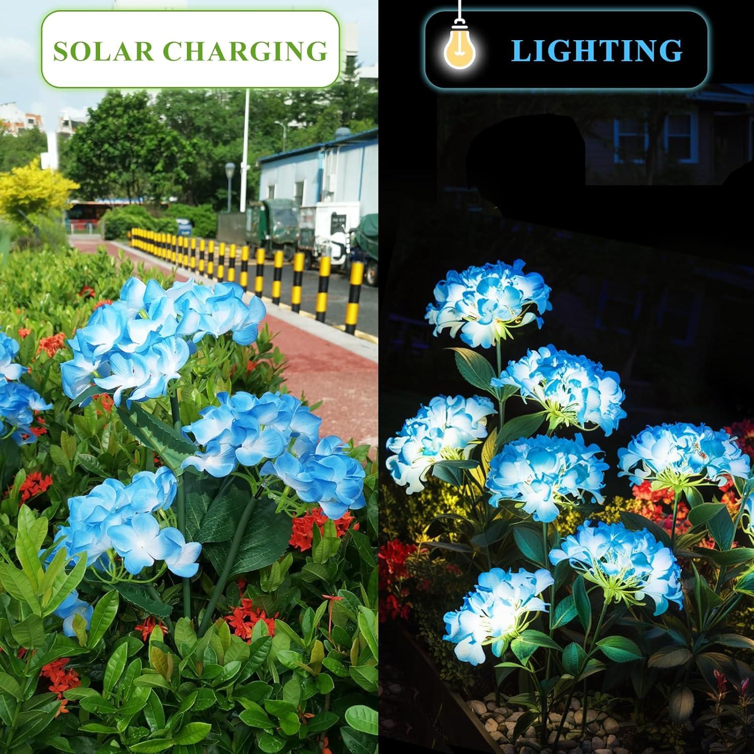 Luces de Jardín Solar LED YAODEMA Flor Artificial Azul - 2 Unidades