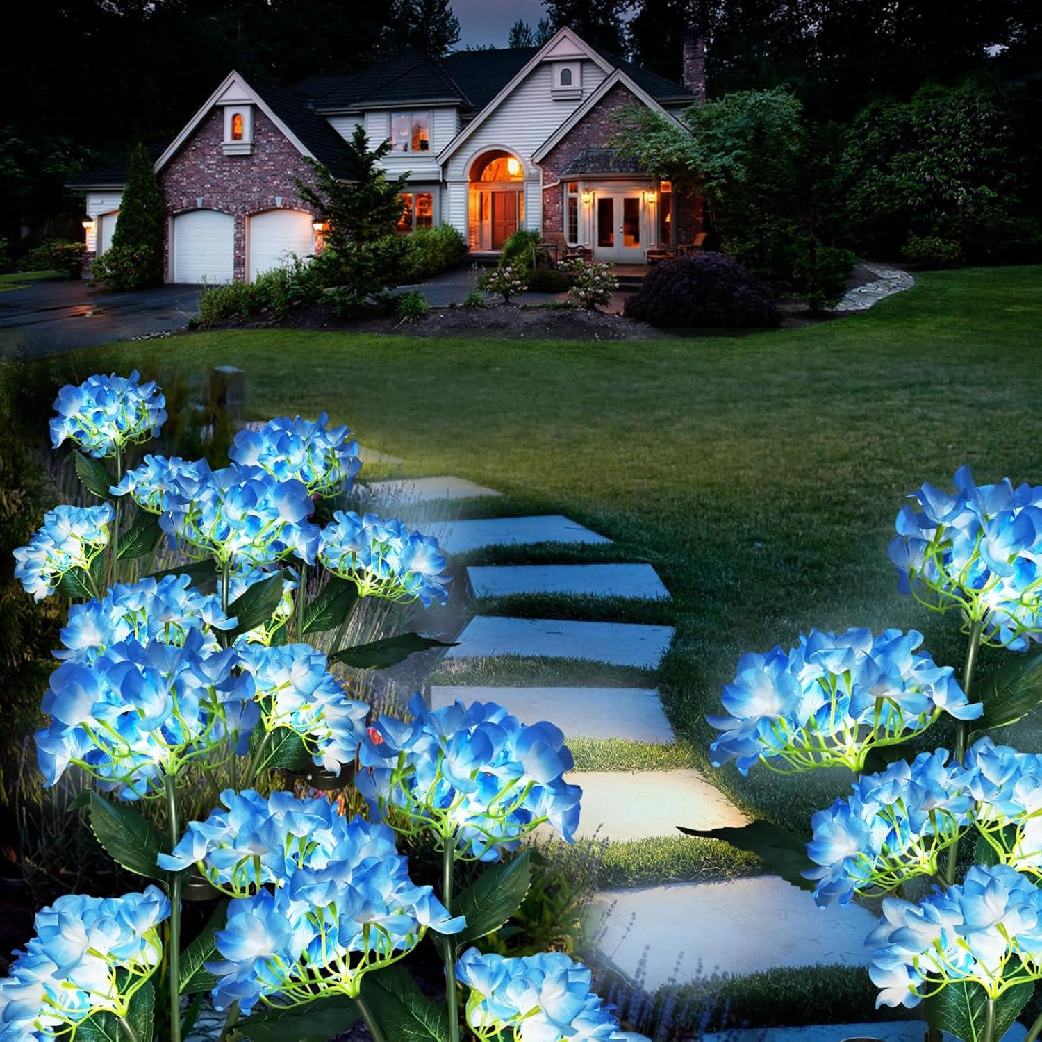 Luces de Jardín Solar LED YAODEMA Flor Artificial Azul - 2 Unidades