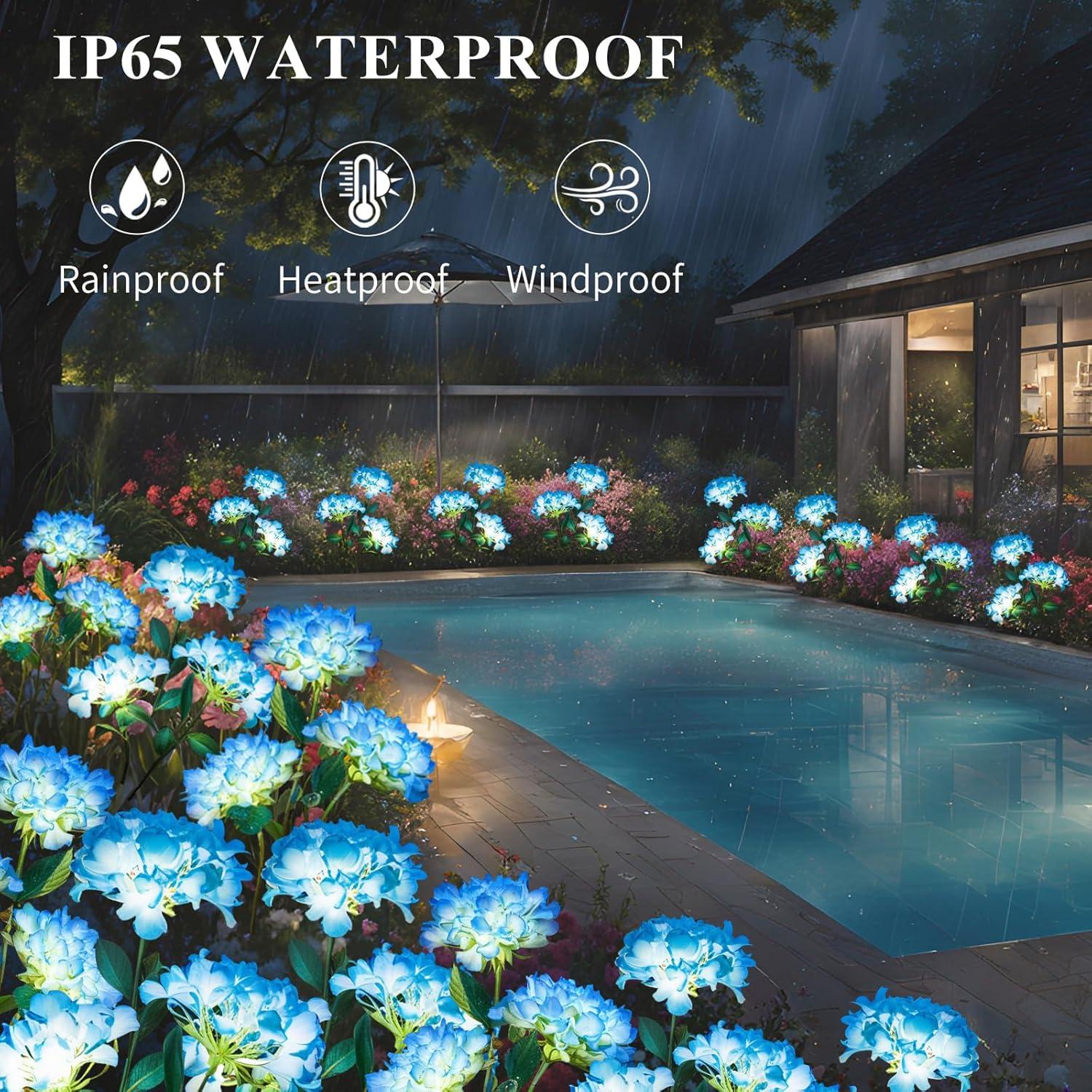 Luces de Jardín Solar LED YAODEMA Flor Artificial Azul - 2 Unidades