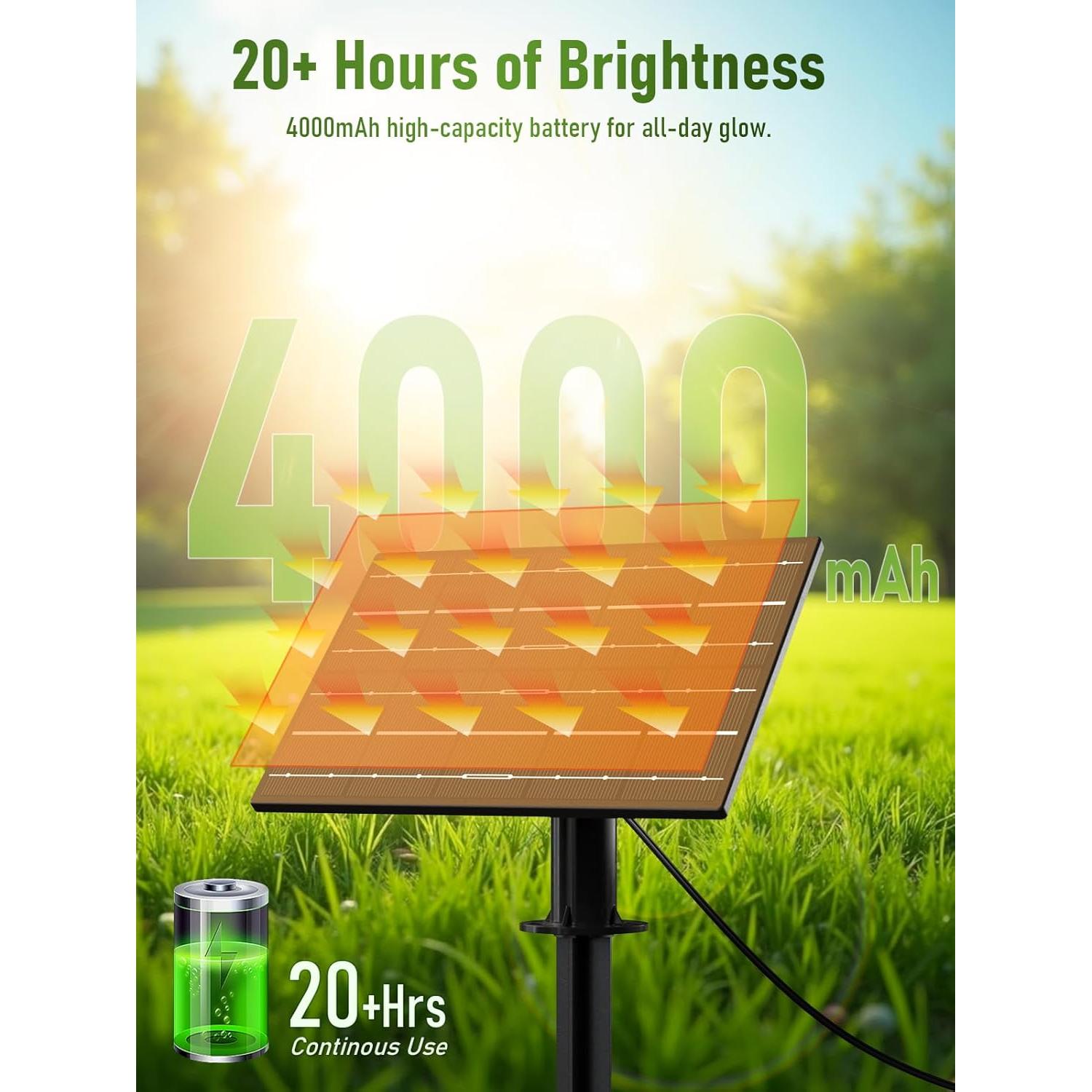 Luces de Cadena Solares Luckystyle 30.48m 2200K con Control Remoto