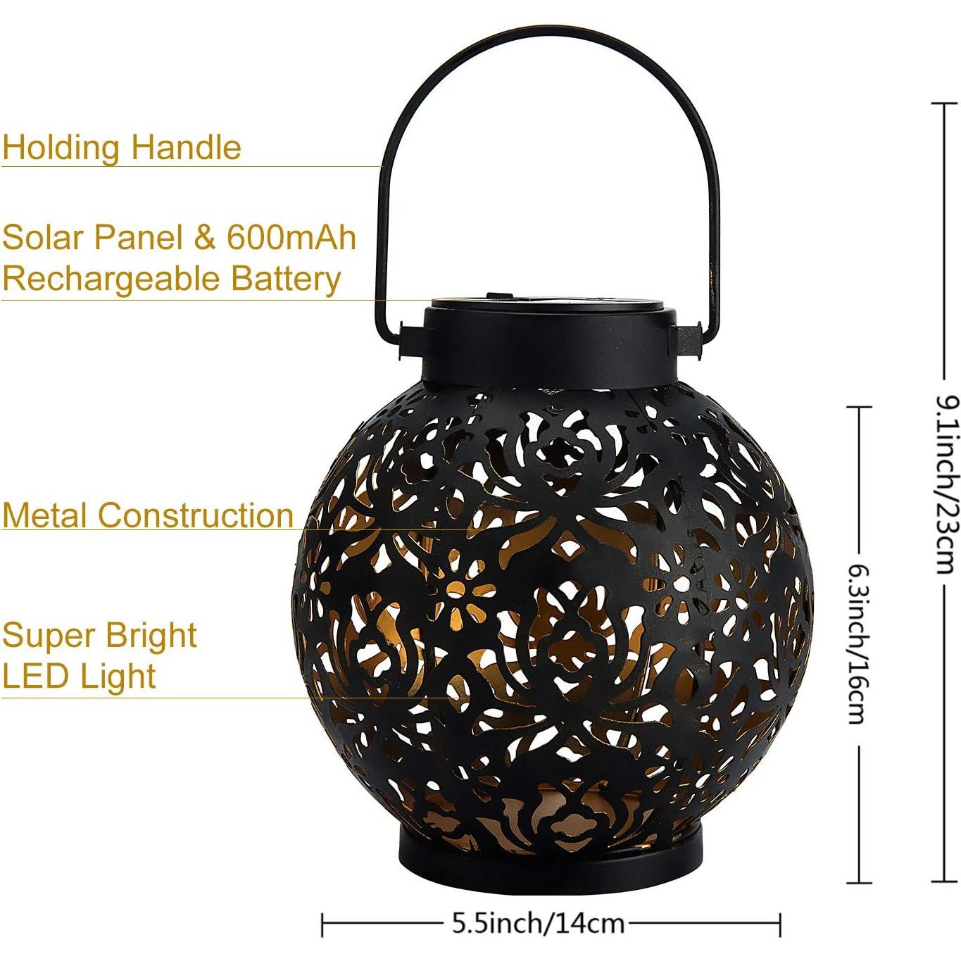 Linternas Solares Colgantes EXCMARK 2 Pack LED Metal Negro