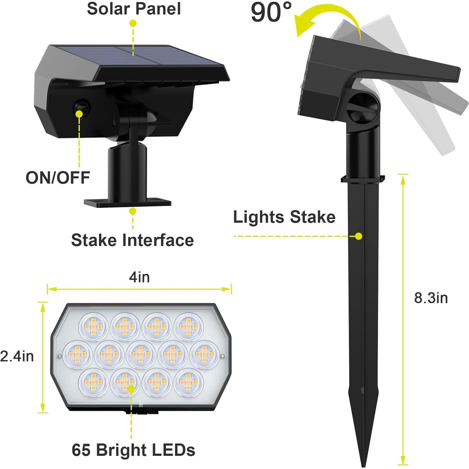 Luces de Spot Solar Fratink IP65 8 Piezas 65 LED Jardín
