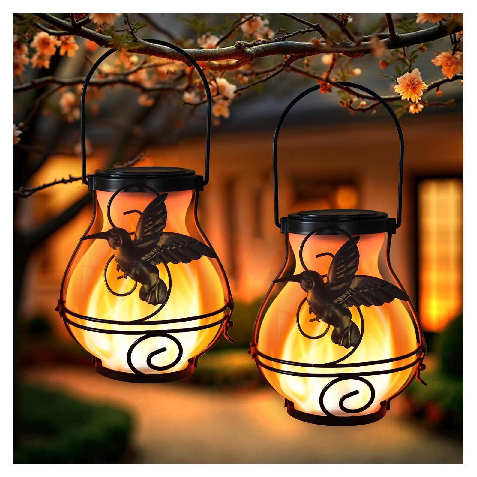 Paquete de 2 Linternas Solares Colgantes X-PREK con Luz de Llama