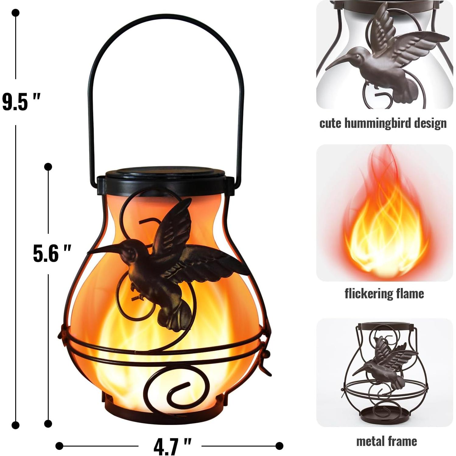 Paquete de 2 Linternas Solares Colgantes X-PREK con Luz de Llama