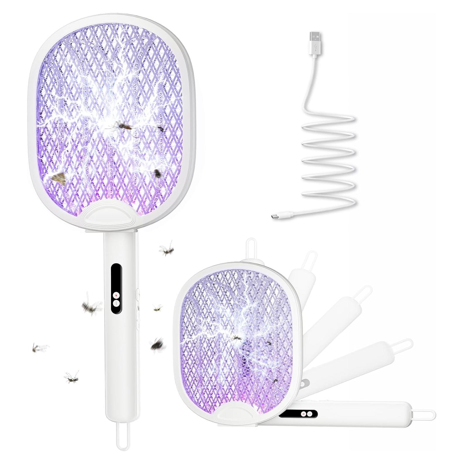 Raqueta Eléctrica para Mosquitos WOCVRYY 4000V Plegable 1800mAh