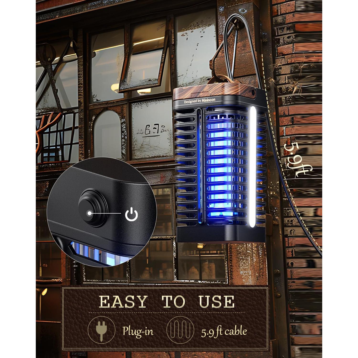 Zapper de Insectos Minimoon 15W con Luz LED Duales IPX4