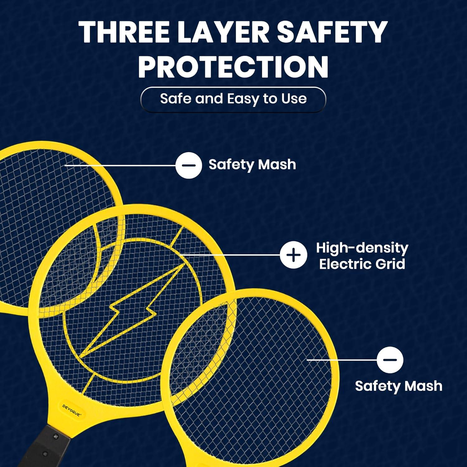 Raquetas Eléctricas para Moscas DEVOGUE - Paquete de 2 Unidades