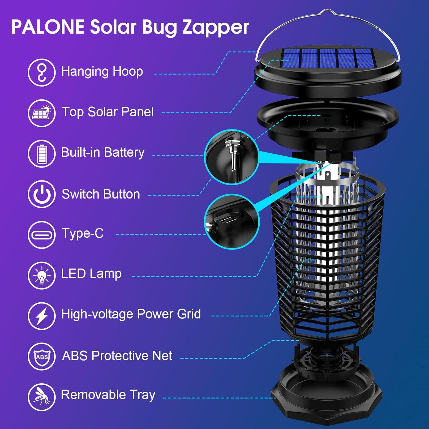 Zapper de Insectos Solar PALONE LT808S 5.5W USB 24h