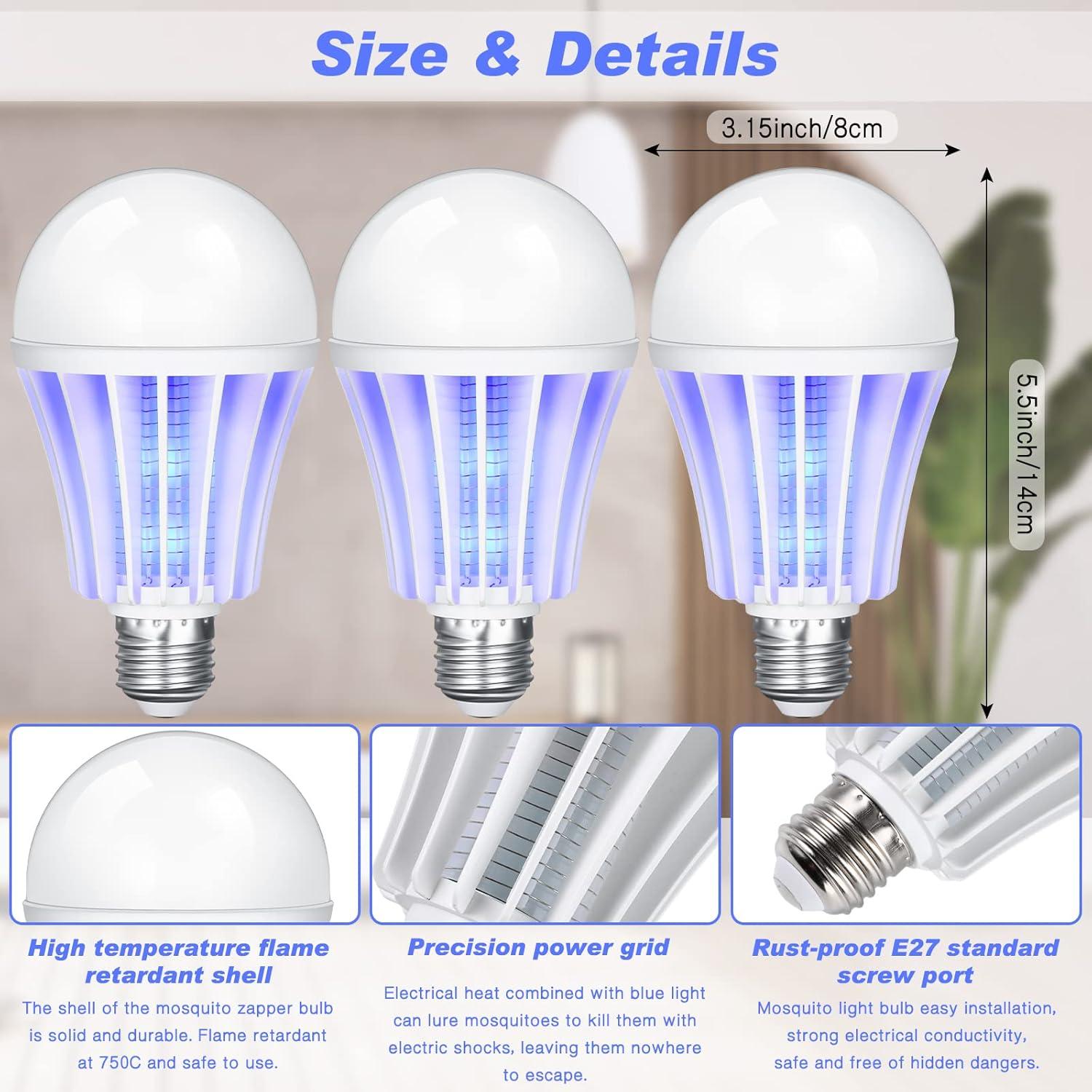 Bombilla Zapper de Insectos Qualirey 2 en 1 Luz LED 8x14cm