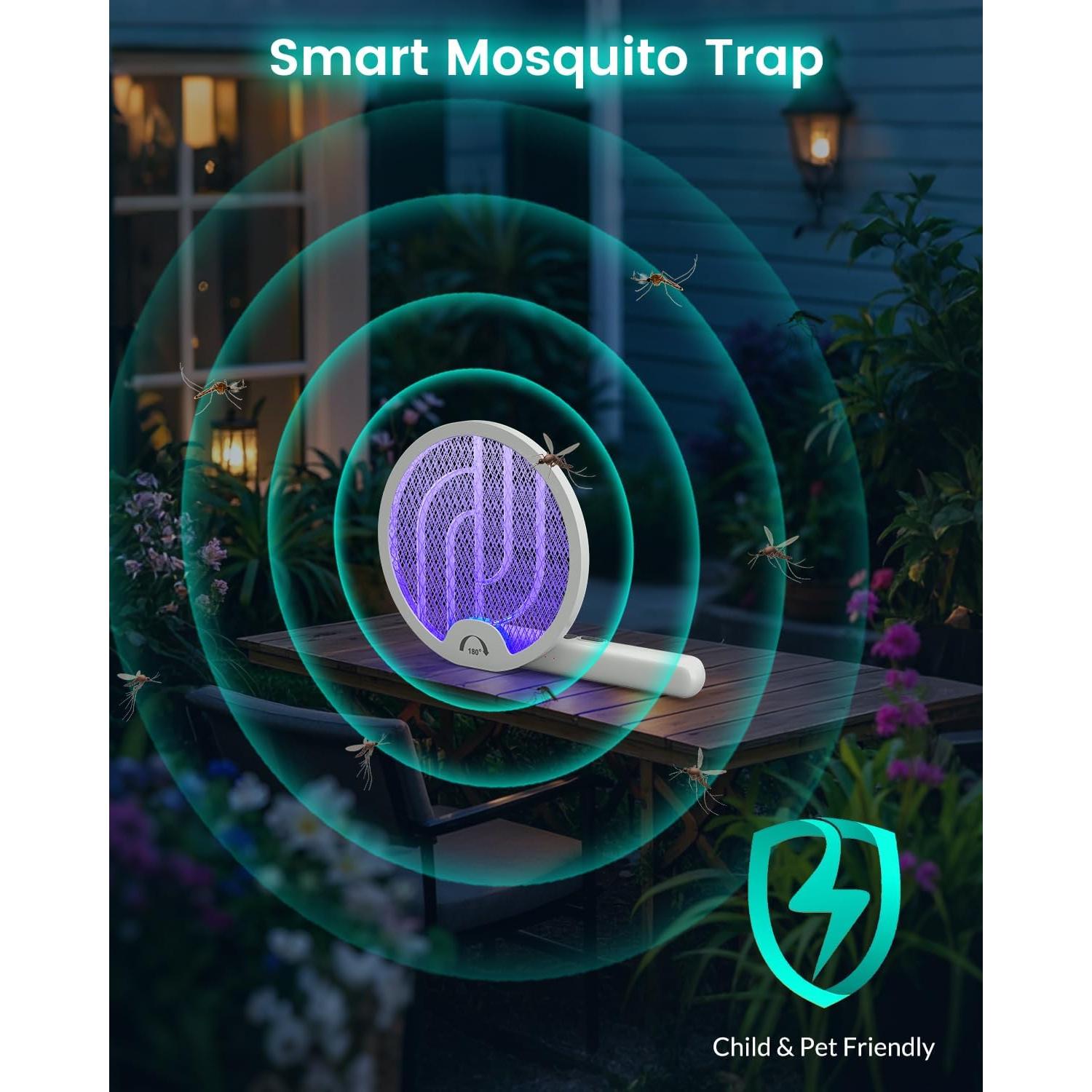 Raqueta Eléctrica de Mosquitos VLISBO 4000V Batería 1200mAh