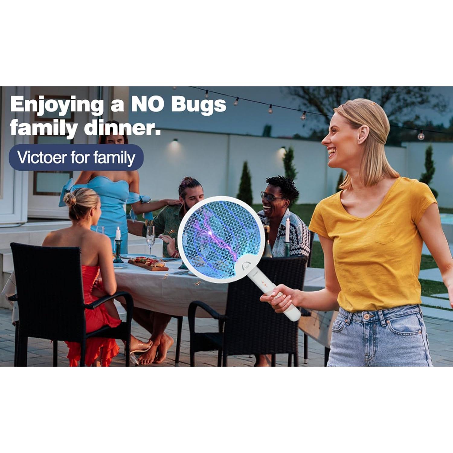 Raqueta Eléctrica de Mosquitos VLISBO 4000V Batería 1200mAh