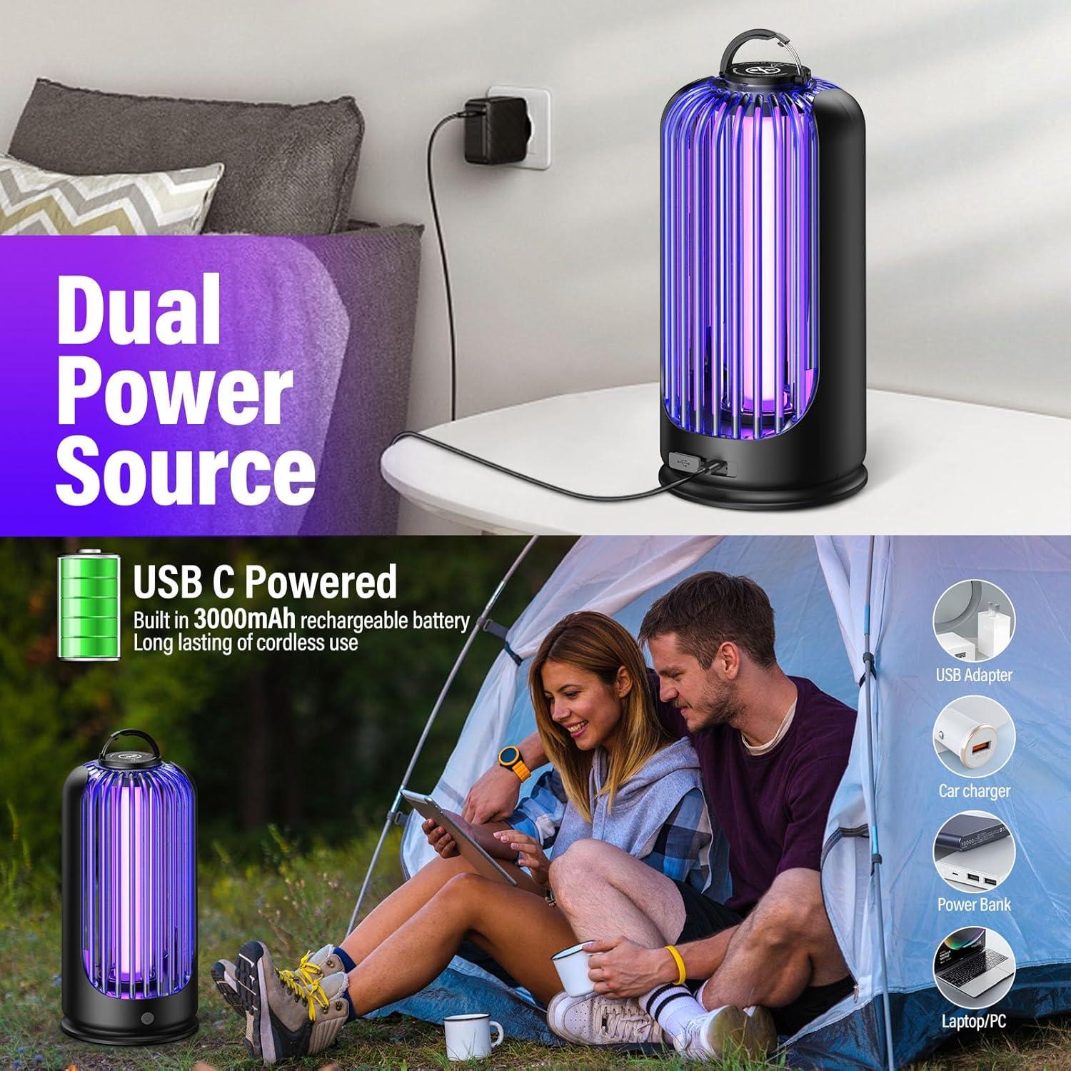 Trampa de Mosquitos Eléctrica Fly Zapper 4000mAh USB - Ideal Interior y Exterior