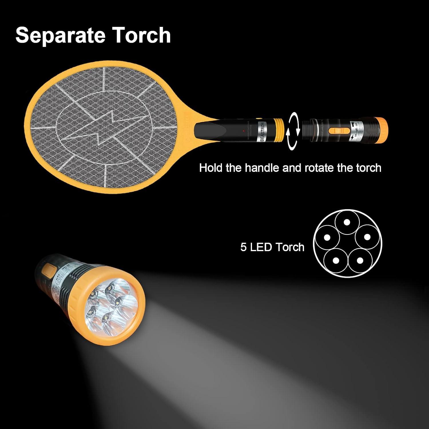Raqueta Eléctrica Zapper de Insectos Beastron 3000V USB LED