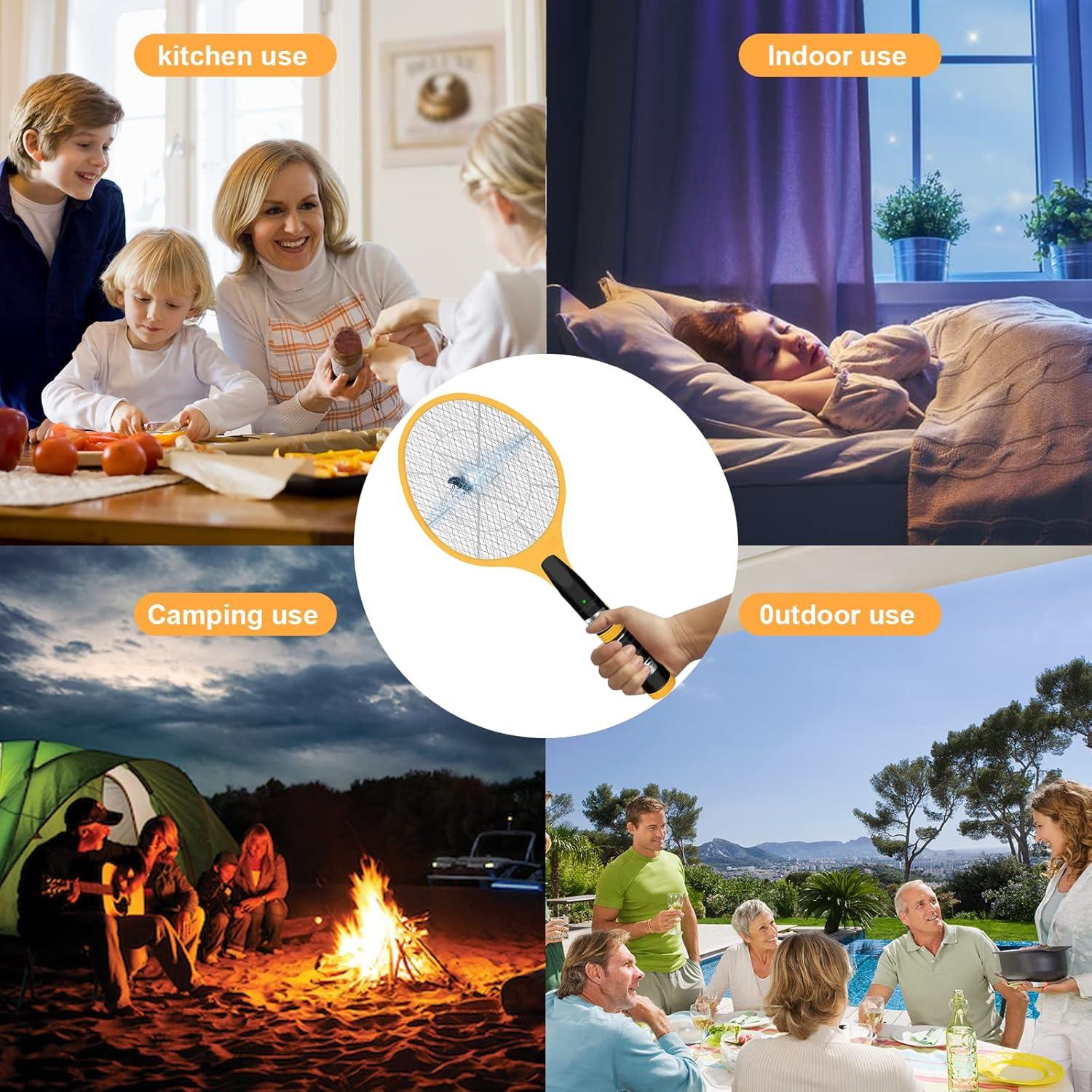 Raqueta Eléctrica Zapper de Insectos Beastron 3000V USB LED