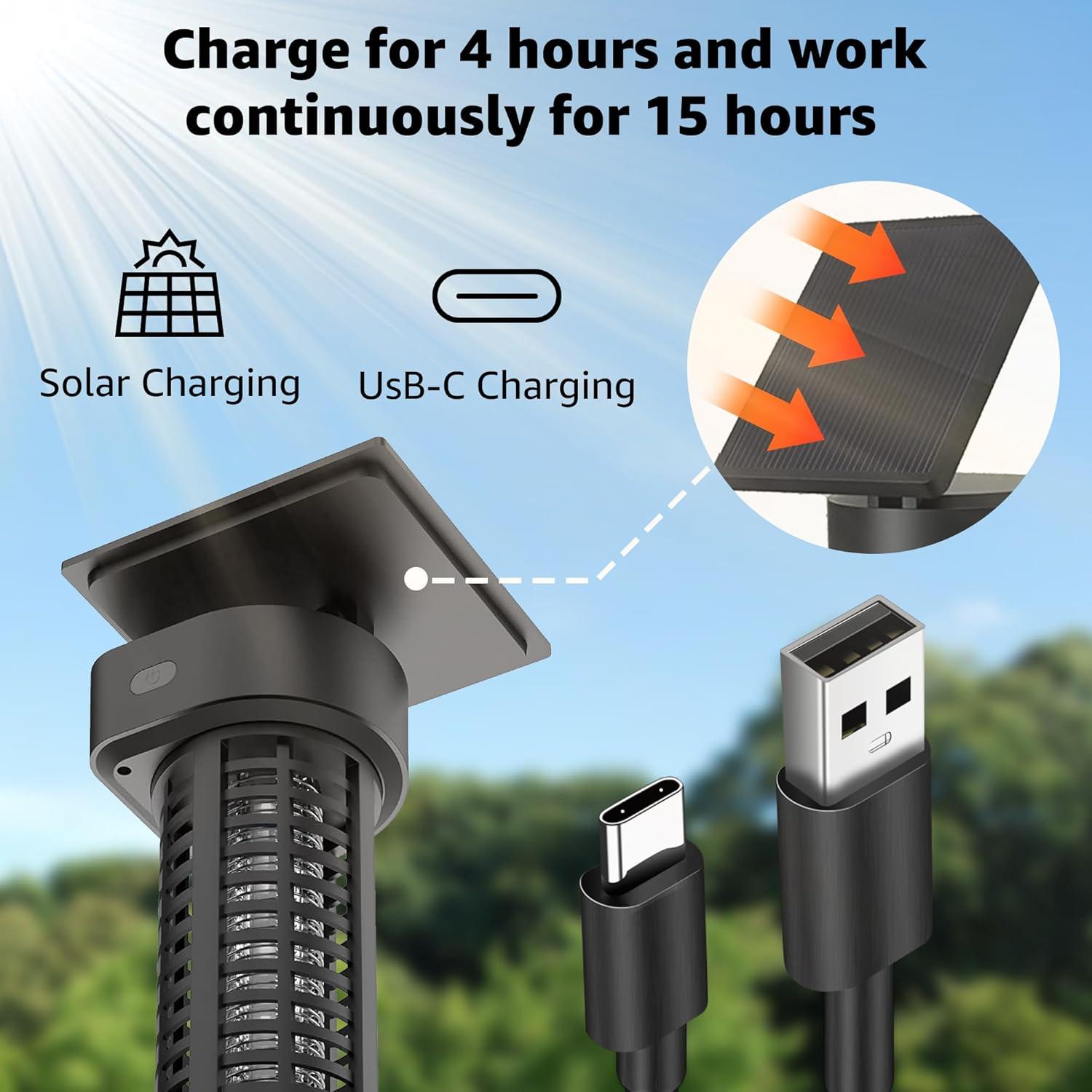 Zapper de Insectos Solar VOLTORB con Luz LED y Carga USB