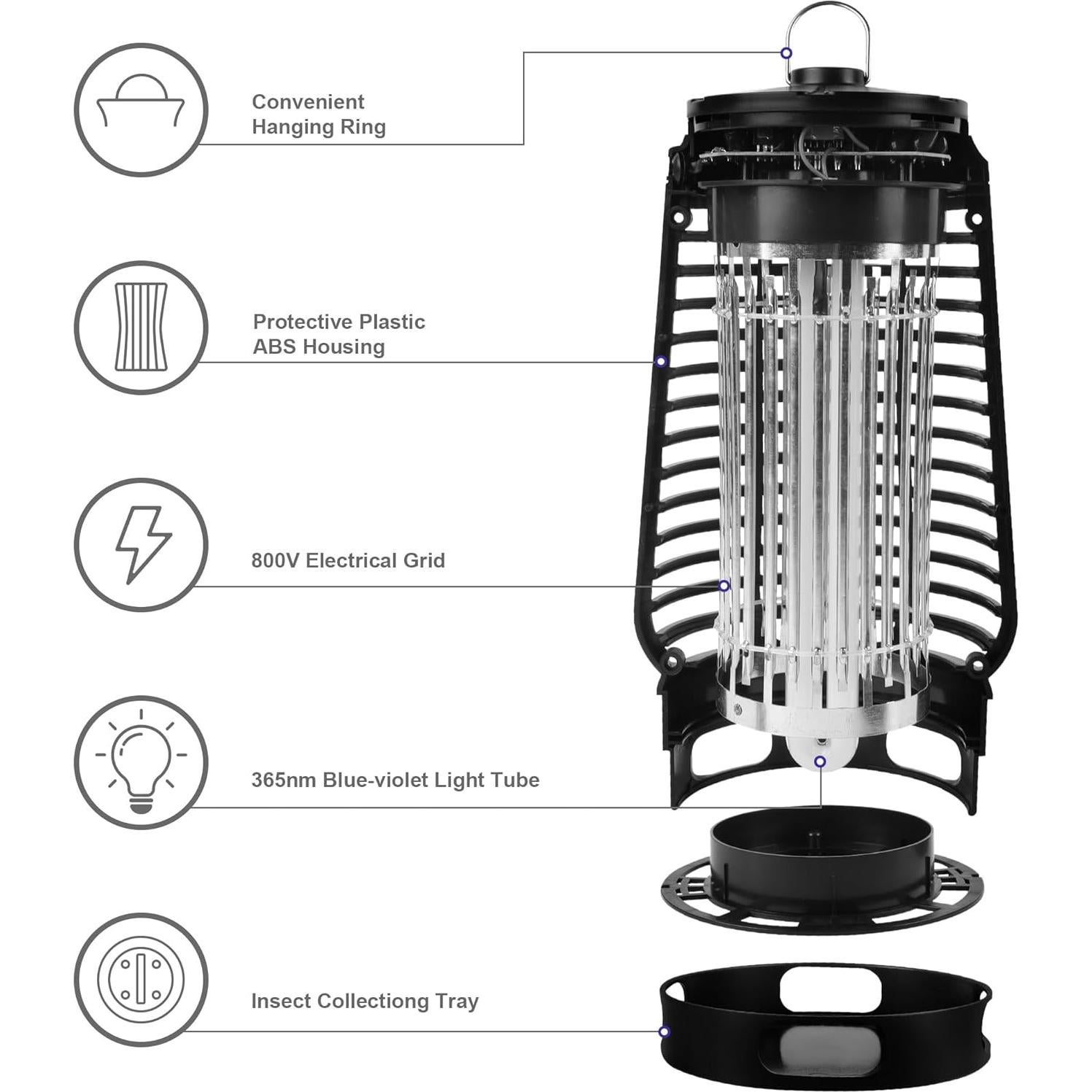 Trampa Eléctrica para Insectos Phosooy 2500V con Luz UV