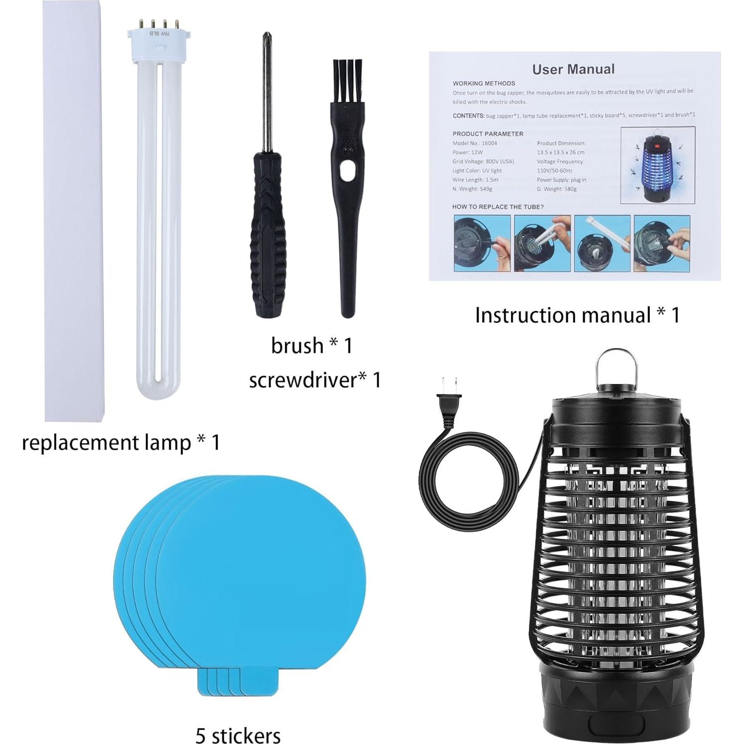 Trampa Eléctrica para Insectos Phosooy 2500V con Luz UV
