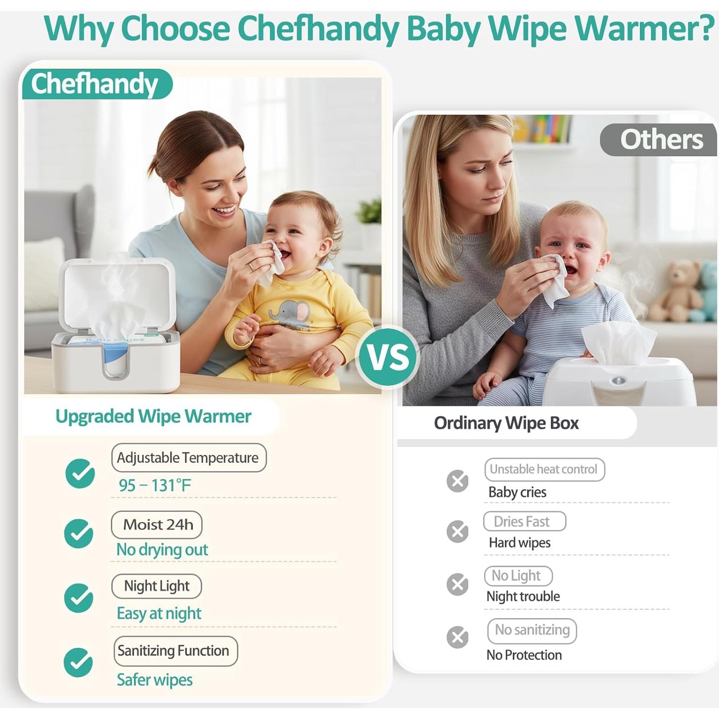 Calentador de Toallitas Chefhandy con Desinfectante UV y Luz Nocturna