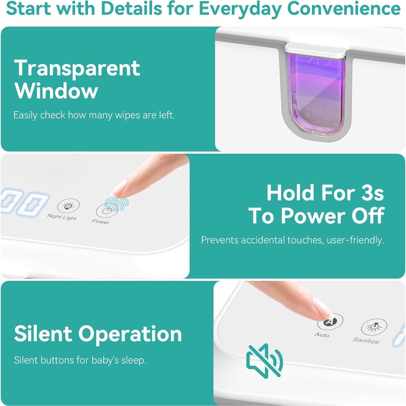 Calentador de Toallitas Chefhandy con Desinfectante UV y Luz Nocturna