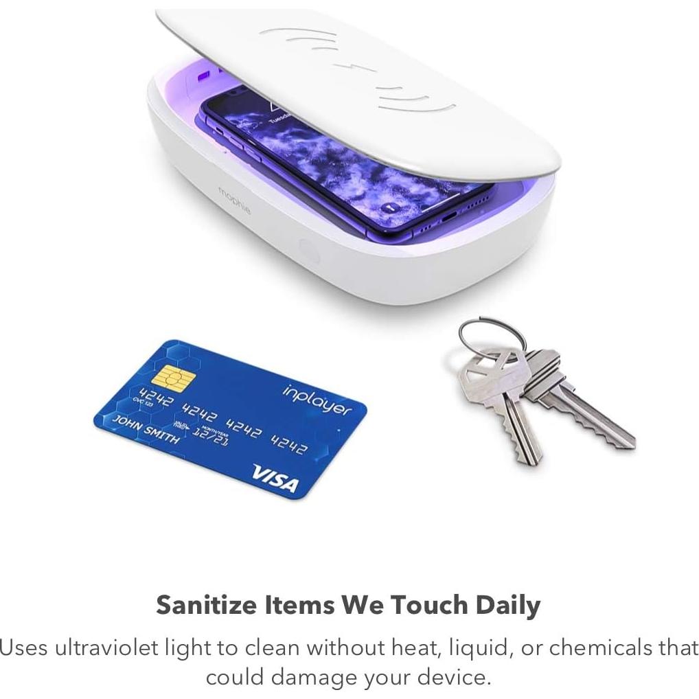 Desinfectante UV Mophie con Carga Inalámbrica - Blanco