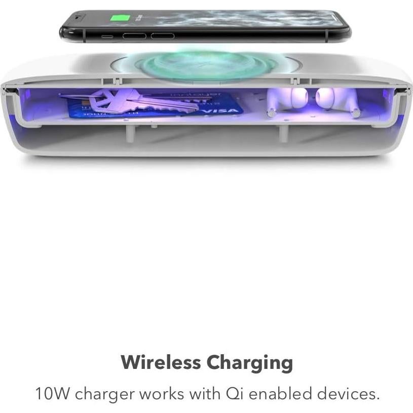Desinfectante UV Mophie con Carga Inalámbrica - Blanco