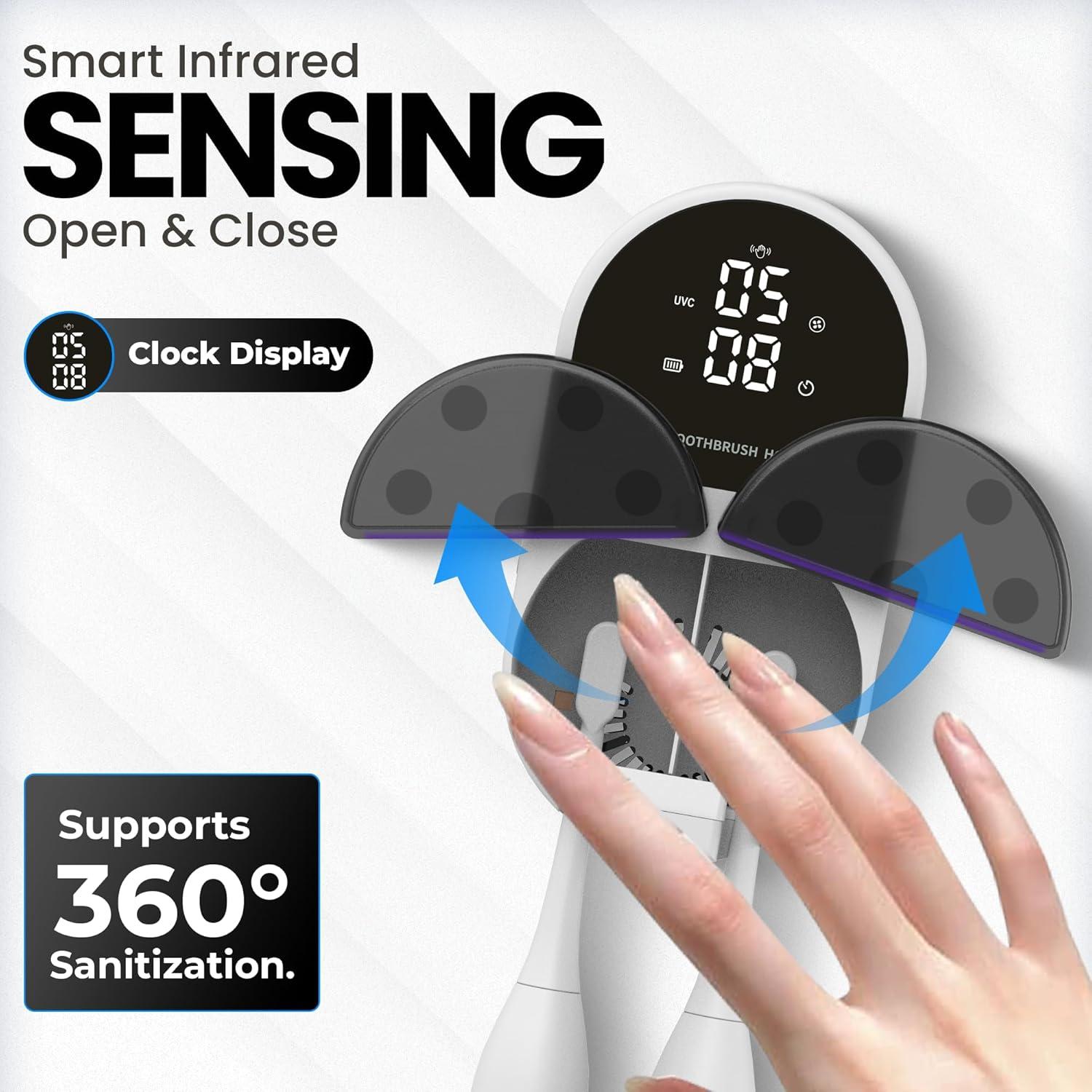Soporte de cepillos de dientes UV JetFresh ES-X9 con reloj LED