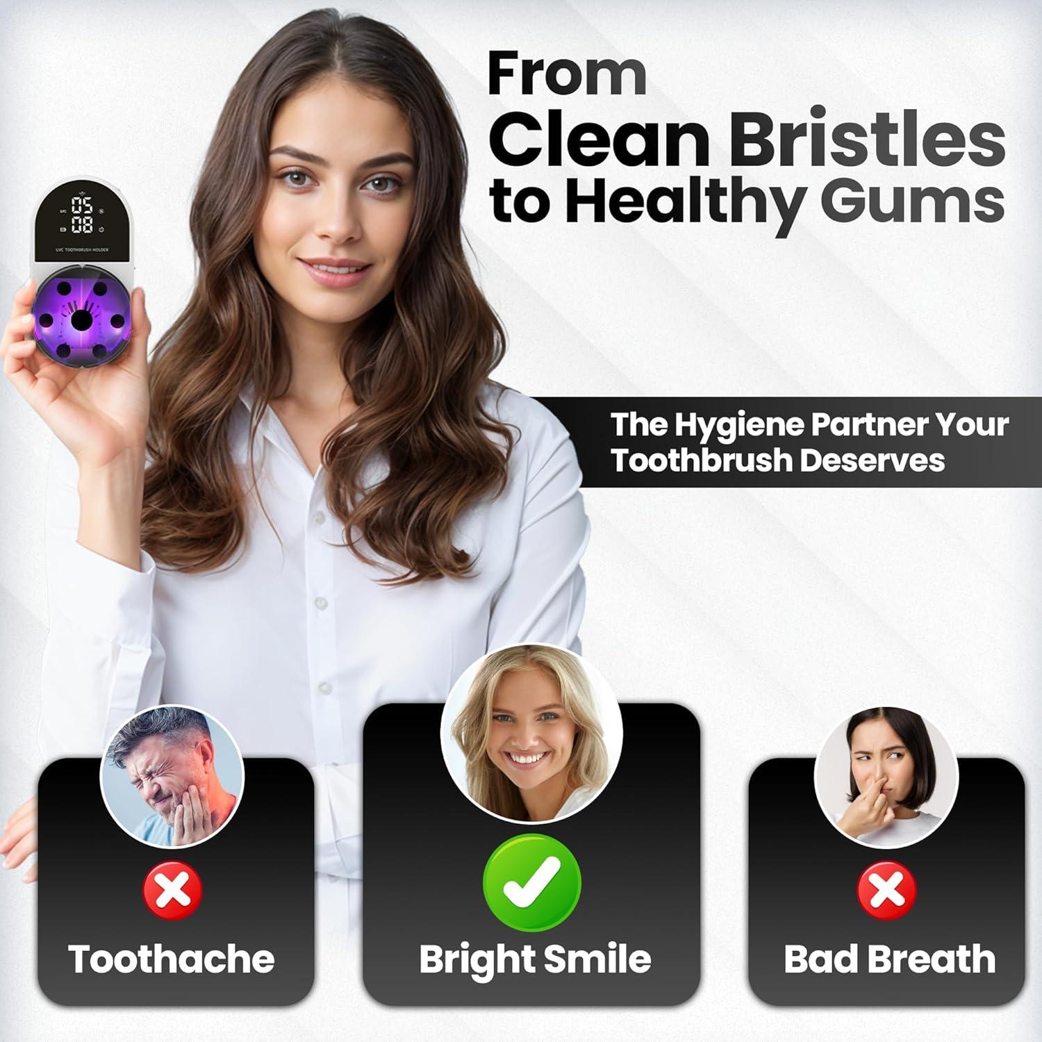 Soporte de cepillos de dientes UV JetFresh ES-X9 con reloj LED