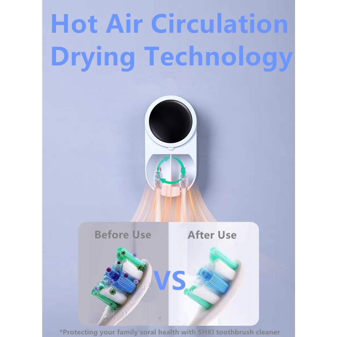 Limpiador de Cepillos de Dientes SHKI con Soporte Pared LED