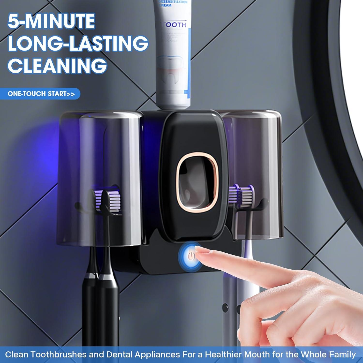 Soporte Esterilizador de Cepillos Shmian BH-012 Negro Doble Taza