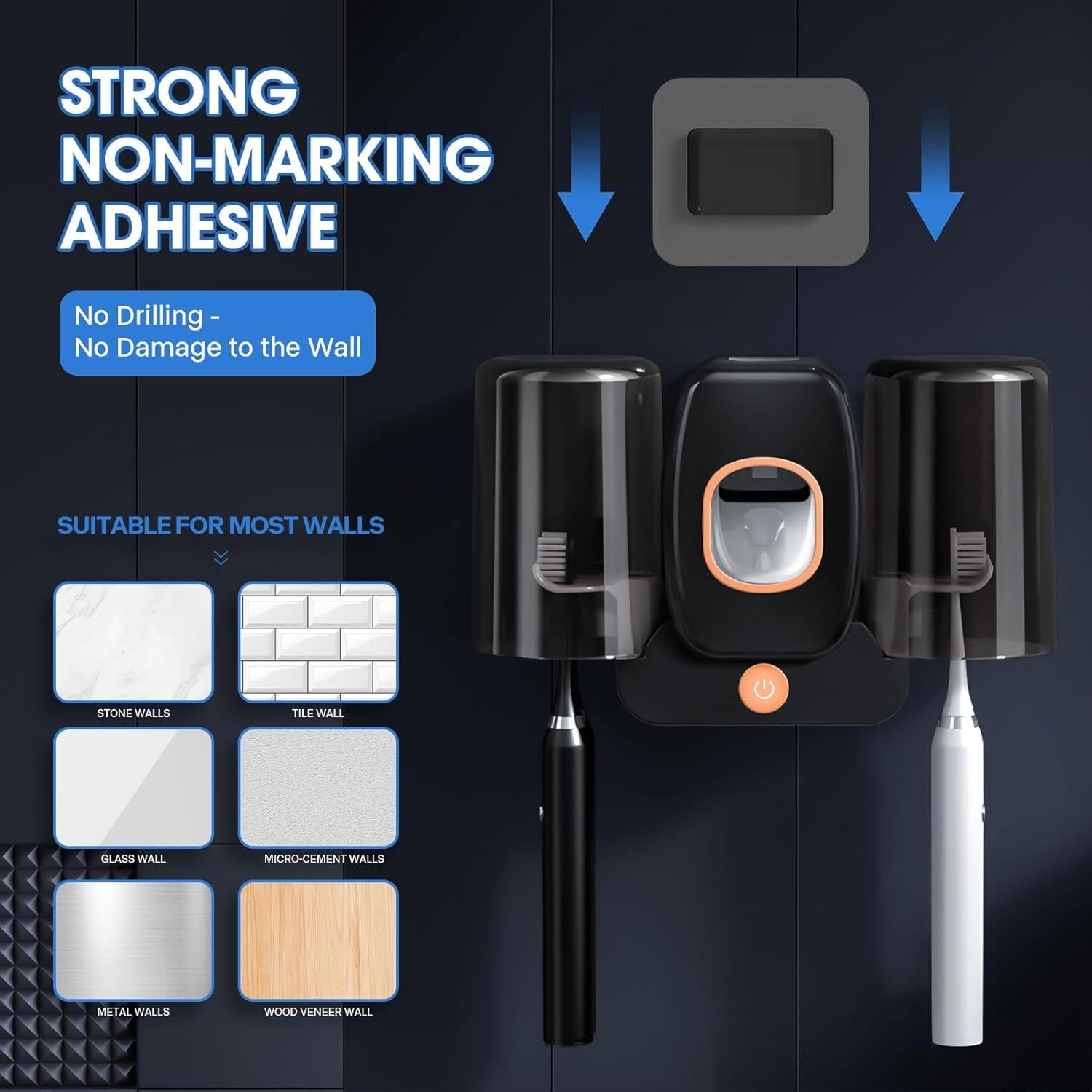 Soporte Esterilizador de Cepillos Shmian BH-012 Negro Doble Taza