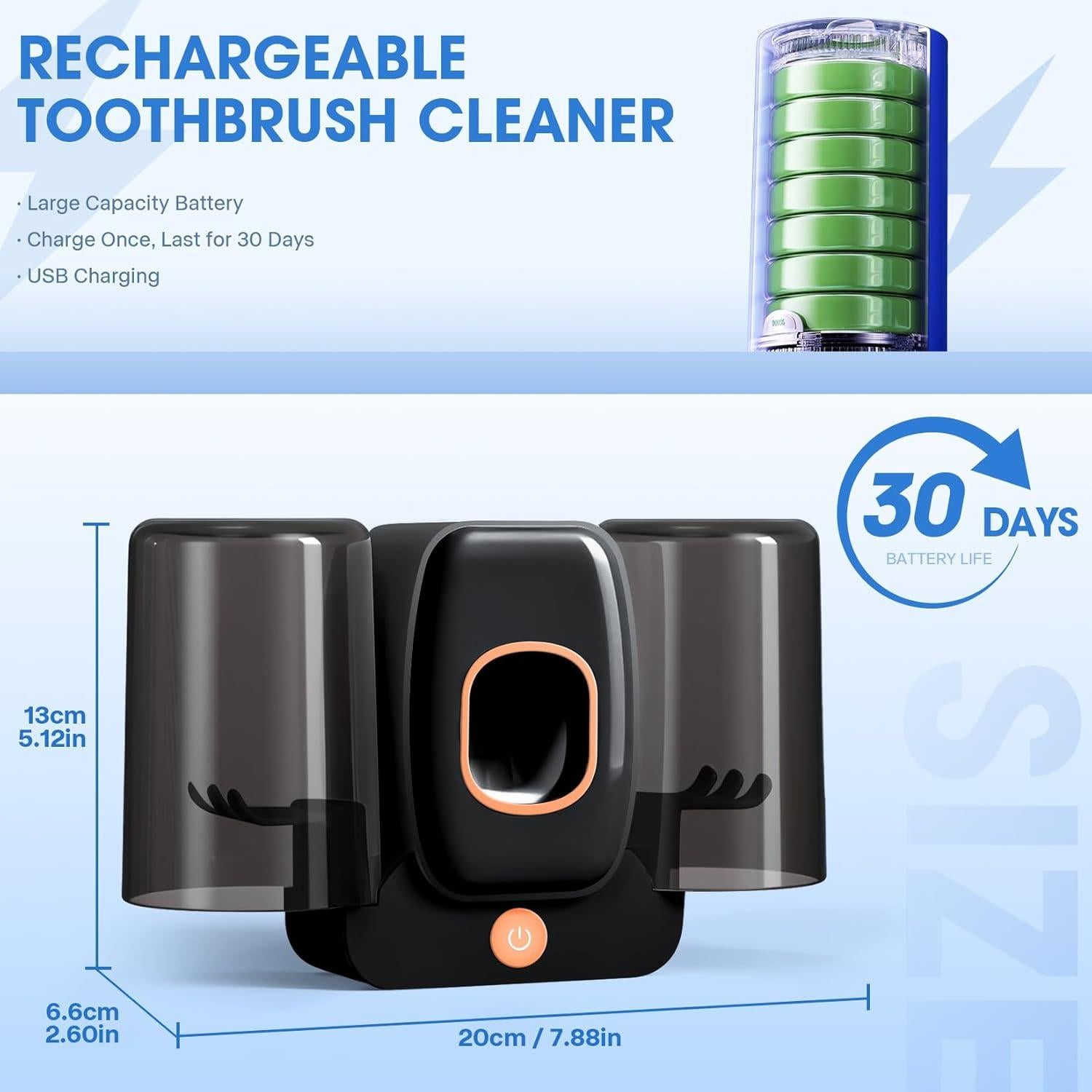 Soporte Esterilizador de Cepillos Shmian BH-012 Negro Doble Taza