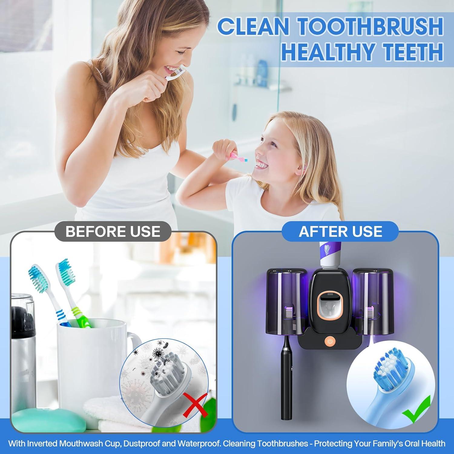 Soporte Esterilizador de Cepillos Shmian BH-012 Negro Doble Taza