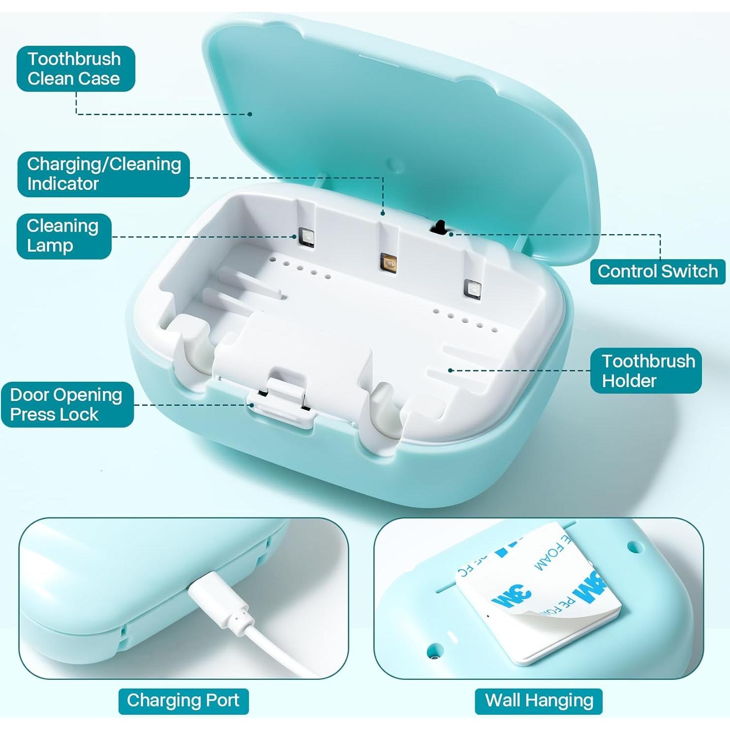 Soporte de cepillo de dientes LXIANGN azul con limpieza automática