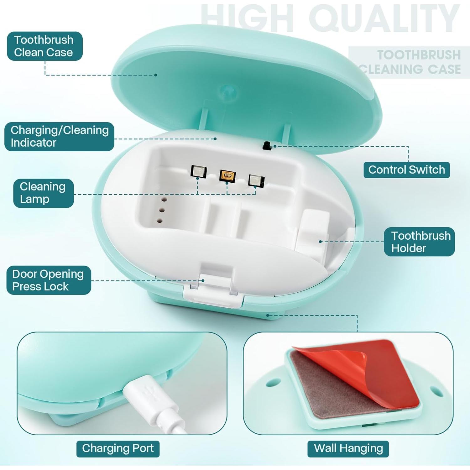 Soporte Mini para Cepillo de Dientes Limpiador USB Azul