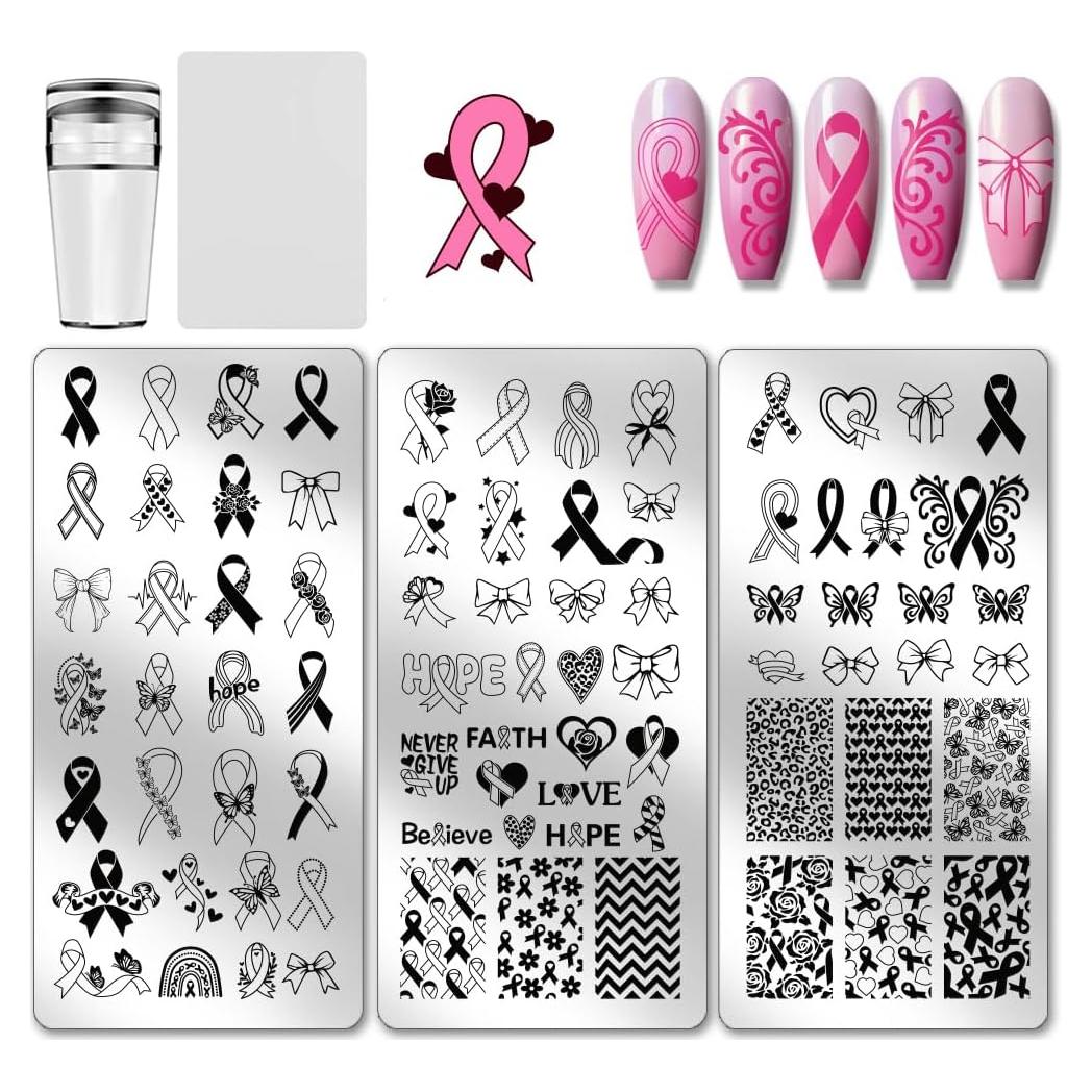 Kit de Estampado de Uñas PH PandaHall 3 Piezas Cinta Rosa 12x6 cm