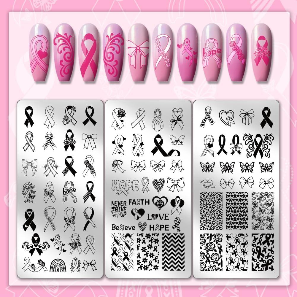 Kit de Estampado de Uñas PH PandaHall 3 Piezas Cinta Rosa 12x6 cm