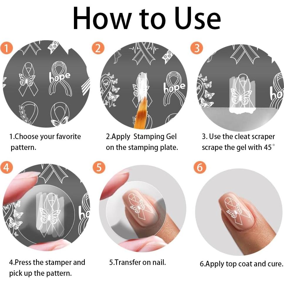 Kit de Estampado de Uñas PH PandaHall 3 Piezas Cinta Rosa 12x6 cm