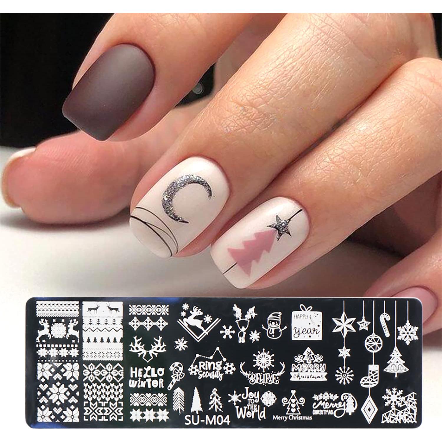 Kit 6 Placas Estampado Uñas Navidad OCOUYVD-237 12x4cm