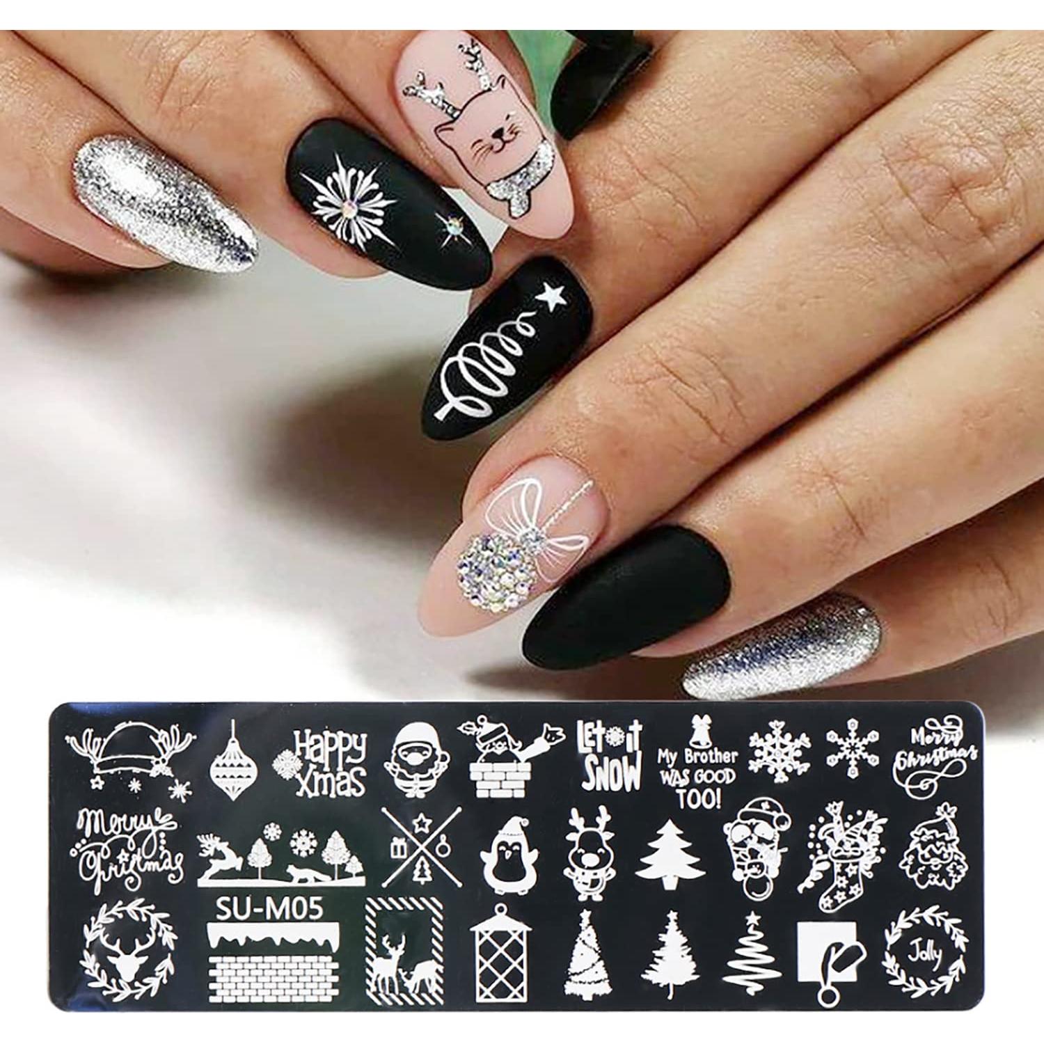 Kit 6 Placas Estampado Uñas Navidad OCOUYVD-237 12x4cm