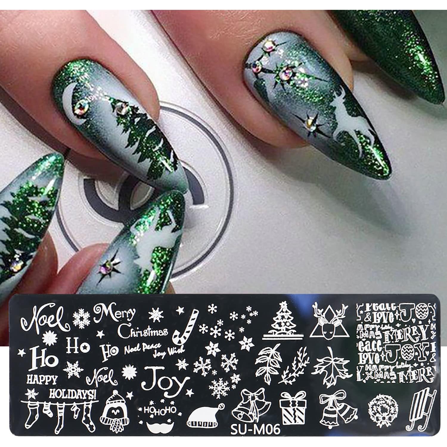 Kit 6 Placas Estampado Uñas Navidad OCOUYVD-237 12x4cm